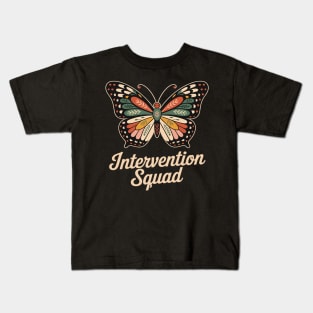 Cute Butterfly Intervention Squad Early Intervention Teacher Kids T-Shirt